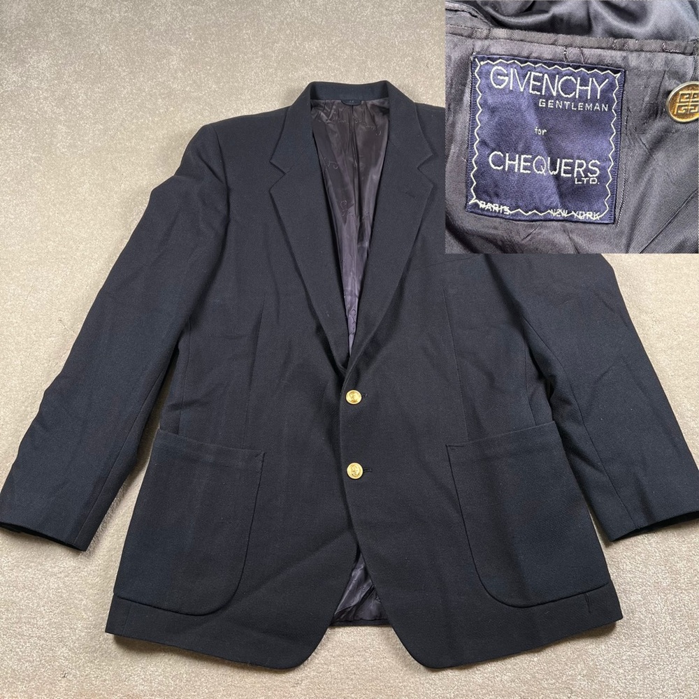 Vintage Givenchy Gentlemen For‎ Chequers Paris NY Men's Blazer Black NO size tag